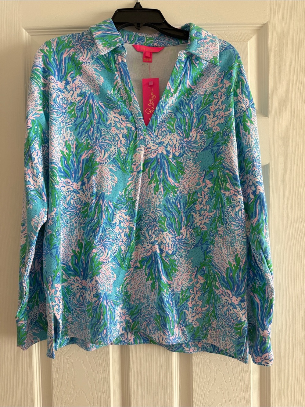 NWT Lilly Pulitzer Blue, Green & Pink LS Clanton Top